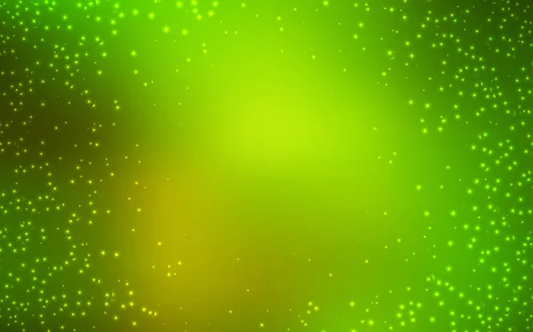 Verde claro, modelo de vetor amarelo com estrelas do espaço . —  Vetores de Stock