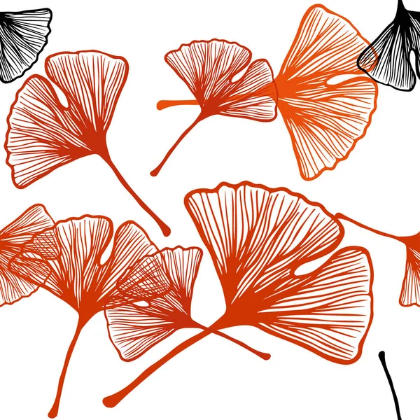 Koyu Turuncu vektör yaprakları ile dikişsiz zarif desen.