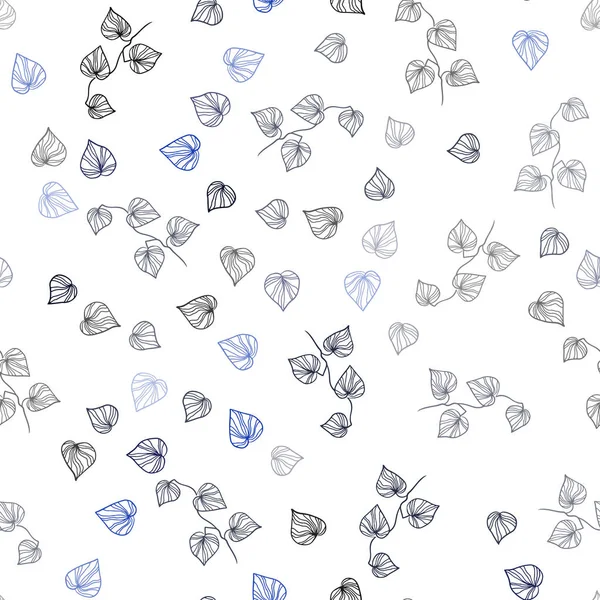 Vecteur bleu foncé agencement sans couture doodle avec feuilles . — Image vectorielle
