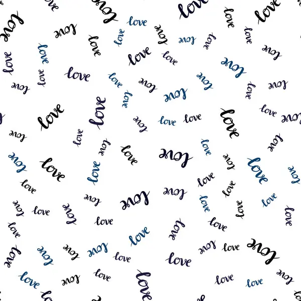 Dark BLUE vector seamless pattern with phrase LOVE YOU. — Stock Vector