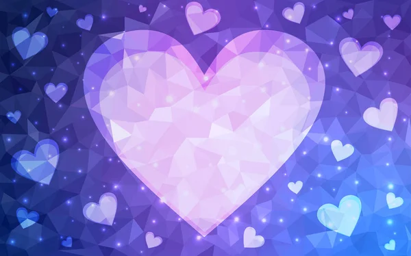 Luz Plantilla vectorial púrpura con corazones de garabato . — Vector de stock