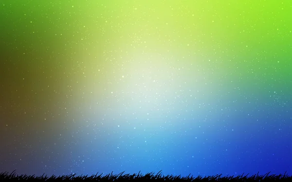 Ljusblå, grön vektor bakgrund med galax stjärnor. — Stock vektor