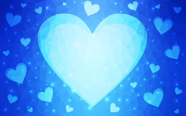 Ljus blå vector mall med doodle hjärtan. — Stock vektor