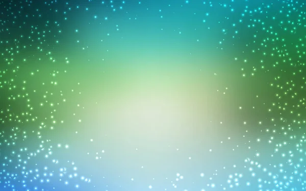Azul claro, plantilla de vector verde con estrellas espaciales . — Vector de stock