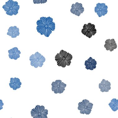 Çiçeklerle lacivert vektör sorunsuz soyut desen.