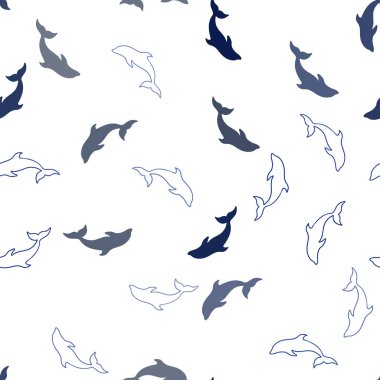 Yunuslar ile Lacivert vektör sorunsuz arka plan.