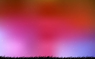 Açık mavi, galaksi yıldızları ile kırmızı vektör arka plan.