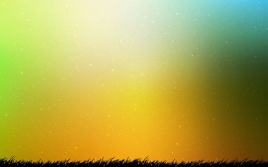 Açık Yeşil, Uzay yıldızları ile Sarı vektör şablonu.