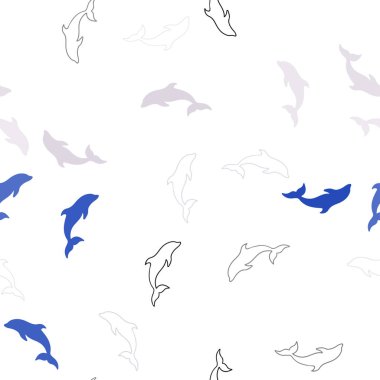 Açık Mavi, Yunuslar ile Sarı vektör sorunsuz arka plan.