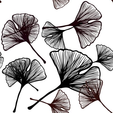 Yaprakları ile Koyu Kırmızı vektör sorunsuz doodle şablonu.