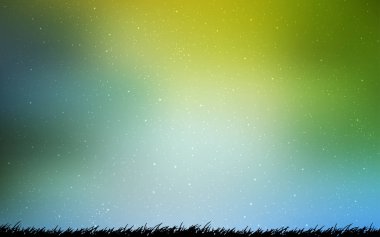 Açık mavi, gece gökyüzü yıldızlar ile yeşil vektör deseni.