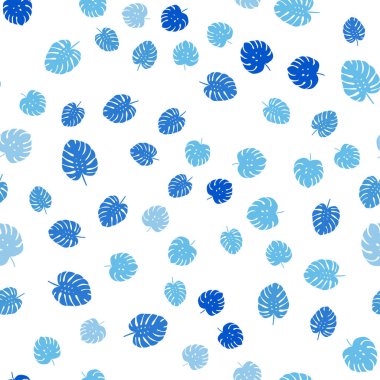 Yaprakları ile Açık Mavi vektör dikişsiz doodle düzeni.