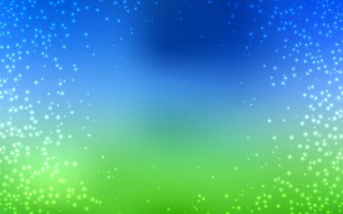 Açık mavi, astronomik yıldızlar ile yeşil vektör arka plan.