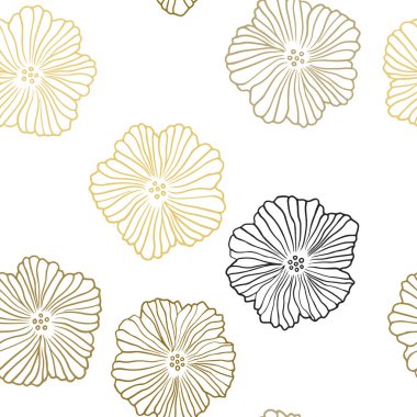 Koyu Yeşil, Sarı vektör kesintisiz doodle zemin çiçeklerle.