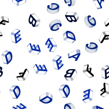 3d Abc karakterleri ile Açık Mavi vektör dikişsiz doku.