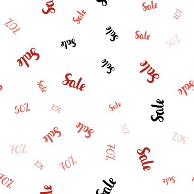 Light Red vector seamless texture with selling prices 30, 50, 70 %.