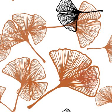 Yapraklarla Açık Kırmızı vektör dikişsiz karalama deseni.