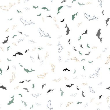 Lacivert, Okyanus yunusları ile sarı vektör sorunsuz zemin.