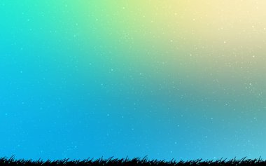 Açık mavi, galaksi yıldızları ile yeşil vektör arka plan.