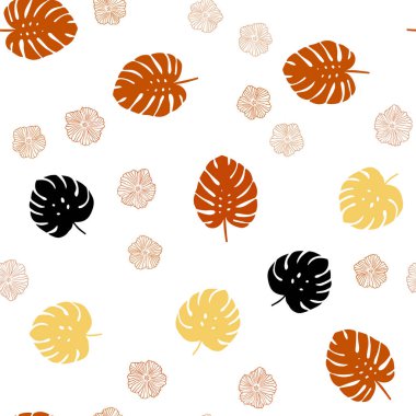 Çiçek, yaprak ile Açık Turuncu vektör dikişsiz zarif desen.