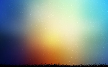 Açık Mavi, Uzay yıldızları ile sarı vektör şablonu.