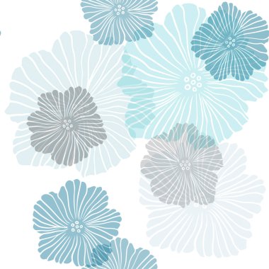 Çiçeklerle lacivert vektör dikişsiz doodle zemin.