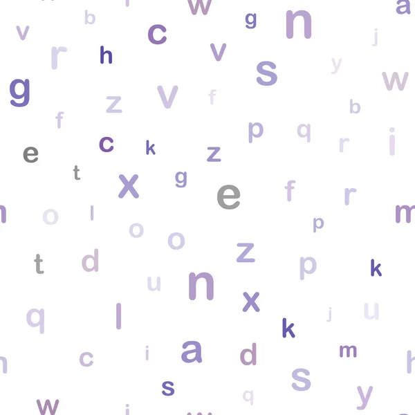 Modèle sans couture de vecteur violet clair avec des lettres isolées . — Image vectorielle