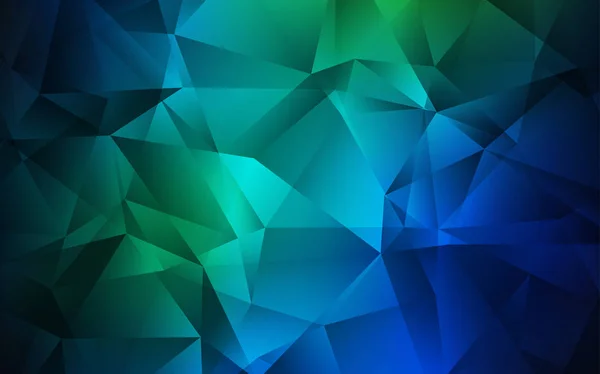 Mörkblå, grön vektor gradient trianglar mall. — Stock vektor