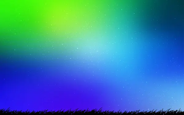 Bleu clair, agencement vectoriel vert avec étoiles cosmiques . — Image vectorielle