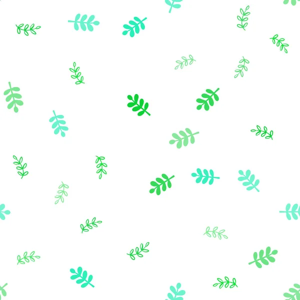 Modelo de doodle sem costura vetor verde claro com folhas . — Vetor de Stock