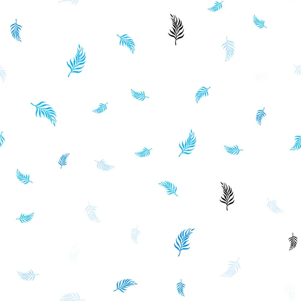 Lumière BLEU vecteur sans couture doodle toile de fond avec feuilles . — Image vectorielle