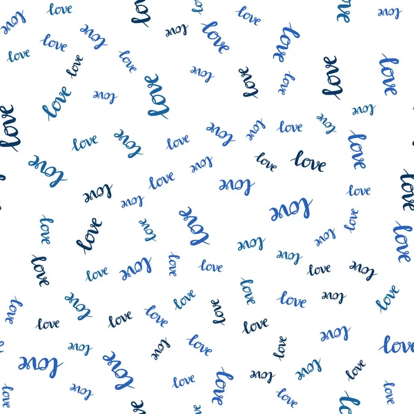 Light BLUE vector seamless texture with words LOVE YOU. — Stock Vector