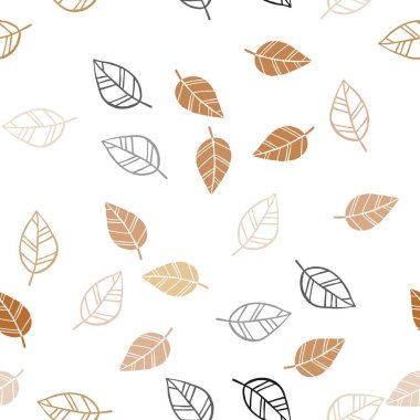 Yapraklarla Açık Turuncu vektör sorunsuz soyut desen.