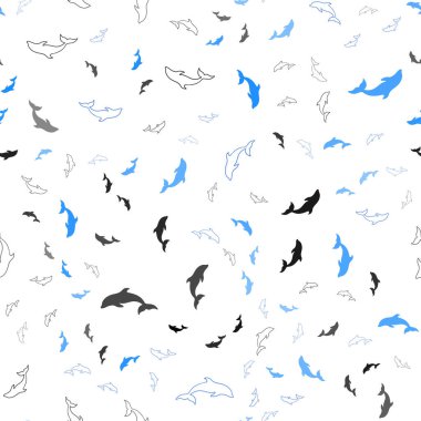 Yunuslar ile Açık Mavi vektör sorunsuz arka plan.