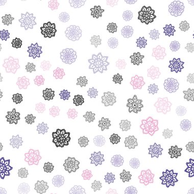 Koyu Mor, Renkli kar taneleri ile Pembe vektör dikişsiz doku.