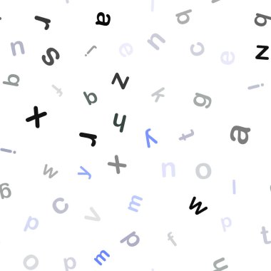 Açık Mavi, İngilizce sembollerile sarı vektör dikişsiz zemin.