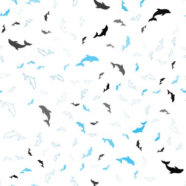 Deniz yunusları ile Açık Mavi vektör dikişsiz desen.