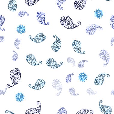 Yaprak ve çiçekler ile Koyu Mavi vektör sorunsuz soyut arka plan.