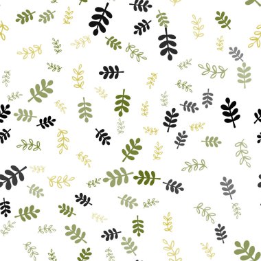Açık Yeşil, Sarı vektör kesintisiz doğal sanat yaprakları, dalları ile.