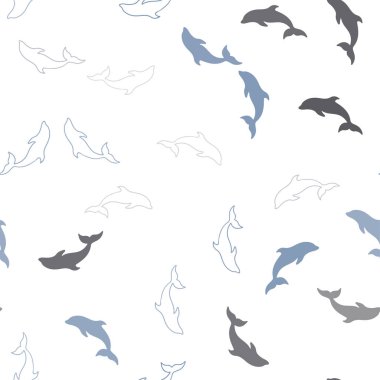 Yunuslar ile Açık Mor vektör dikişsiz arka plan.