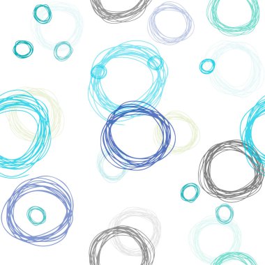 Açık Mavi, Yeşil vektör çevreleri ile sorunsuz şablon.