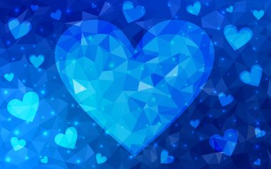 Hafif mavi vektör şablon doodle yürekleri.