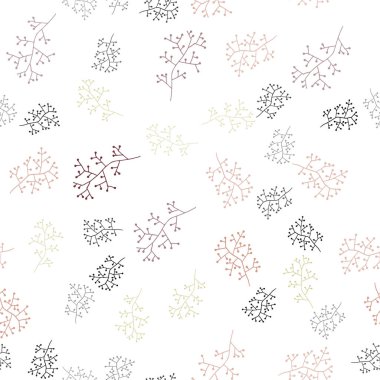 Açık Yeşil, dalları ile Kırmızı vektör sorunsuz doodle şablonu.