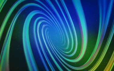 Açık mavi, galaksi yıldızları ile yeşil vektör arka plan.