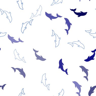 Yunuslar ile Açık Mavi vektör dikişsiz doku.