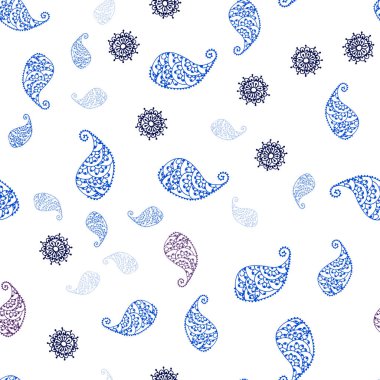 Koyu Pembe, Mavi vektör yaprak ve çiçekler ile sorunsuz soyut desen.