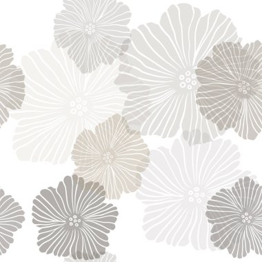 Çiçeklerle Açık Gri vektör sorunsuz doğal arka plan.