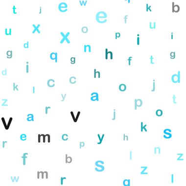 Abc karakterleri ile Açık Mavi vektör dikişsiz doku.