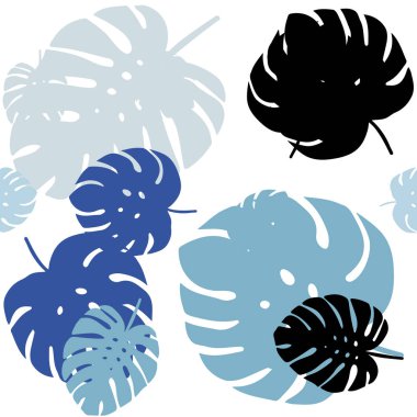 Yaprakları ile Açık Mavi vektör dikişsiz doodle arka plan.