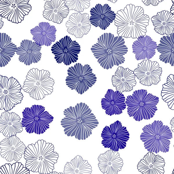 Dunkelrosa, blauer Vektor nahtlos elegantes Muster mit Blumen. — Stockvektor